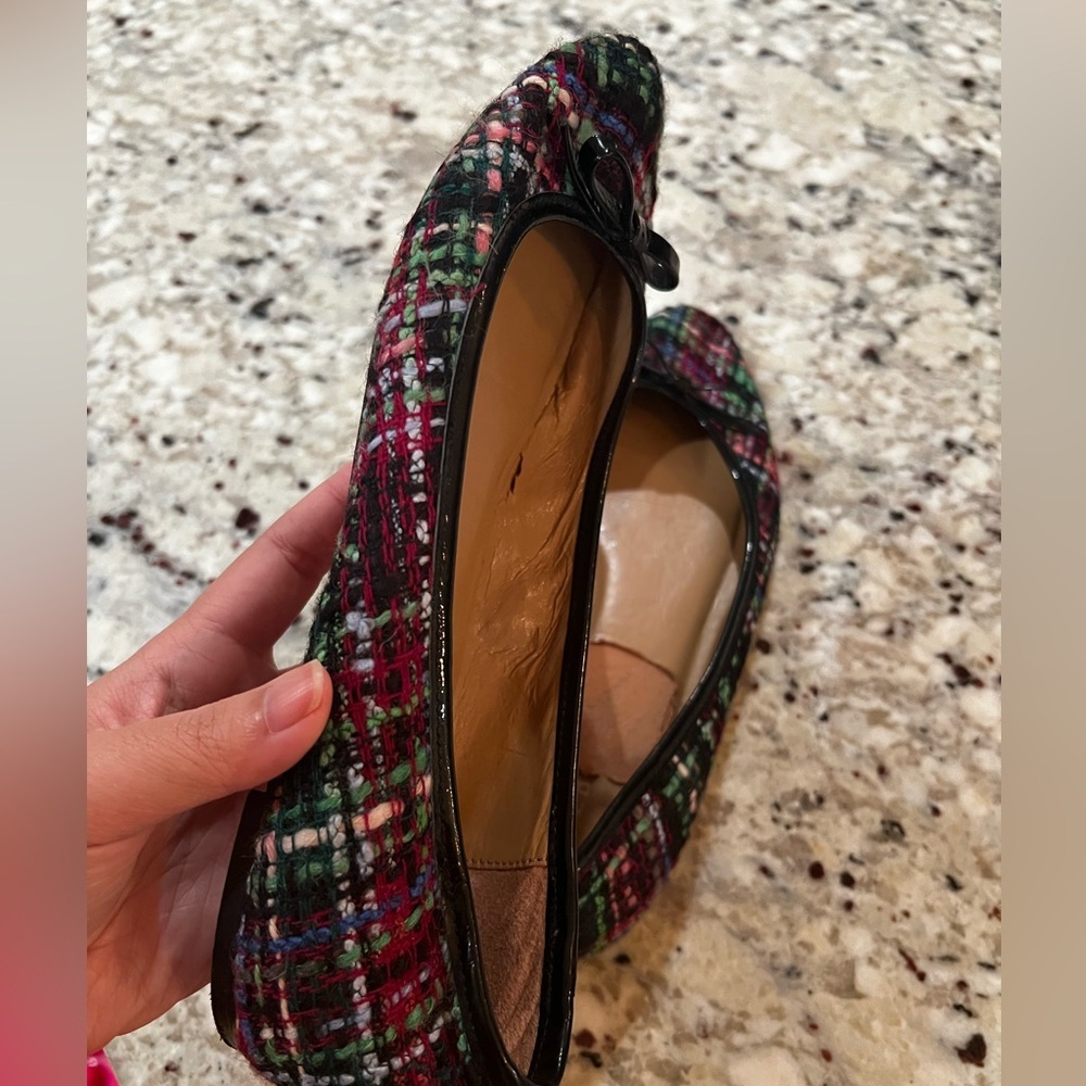 Talbots Women's Tartan Plaid Ballet Flats Woven Multi Color Yarn Bow Size 9.5 - Picture 6 of 9
